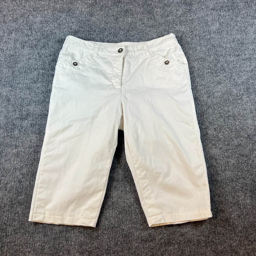Karen Scott Bermuda Shorts Womens 6 White Denim Mid Rise Cotton Stretch Beach